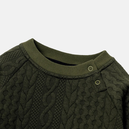 Baby Boy Cable Knit Sweatshirt & Pants Set - Soft & Cozy