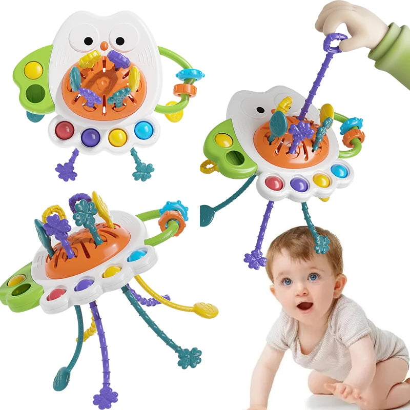 Owl Pull String Sensory Toy for Baby Grasp Training 10+ Months
