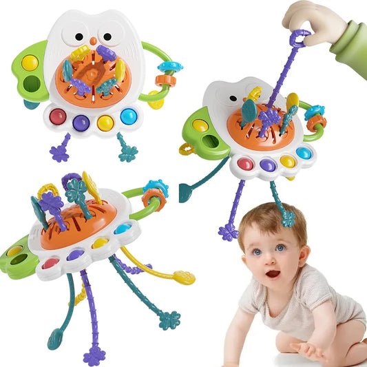 Owl Pull String Sensory Toy for Baby Grasp Training 10+ Months