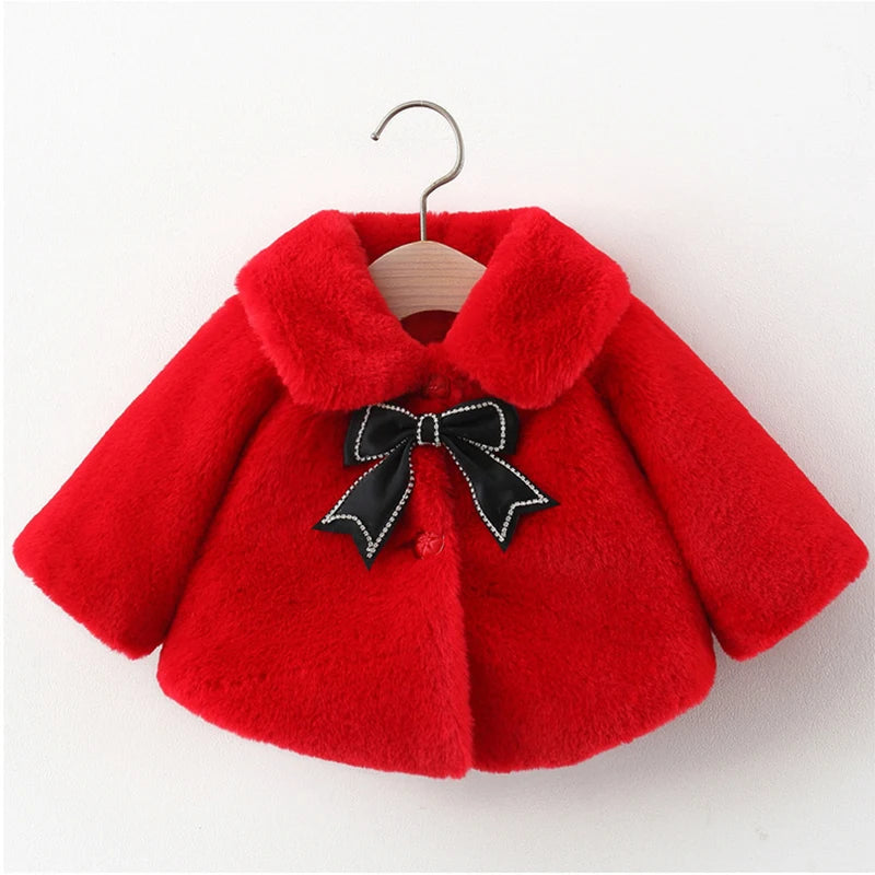 Warm Faux Fur Autumn Jacket for Baby Girls