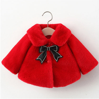 Warm Faux Fur Autumn Jacket for Baby Girls