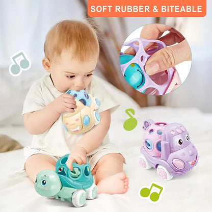 Soft Rubber Push and Go Cars for Infants 6-12 Months