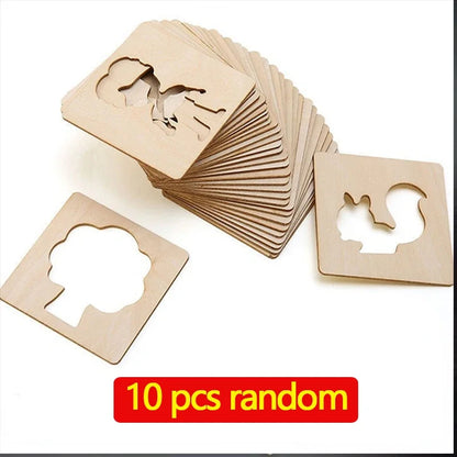 Montessori Wooden Drawing Stencils for Kids' Learning Activities