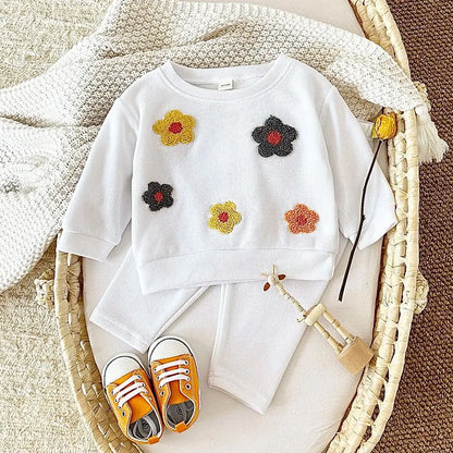 Floral Sweatshirt and Pants Set for Newborn Babies
