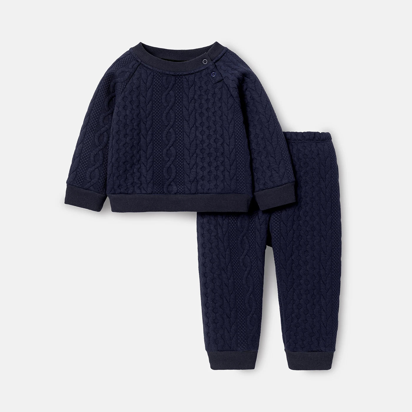 Baby Boy Cable Knit Sweatshirt & Pants Set - Soft & Cozy