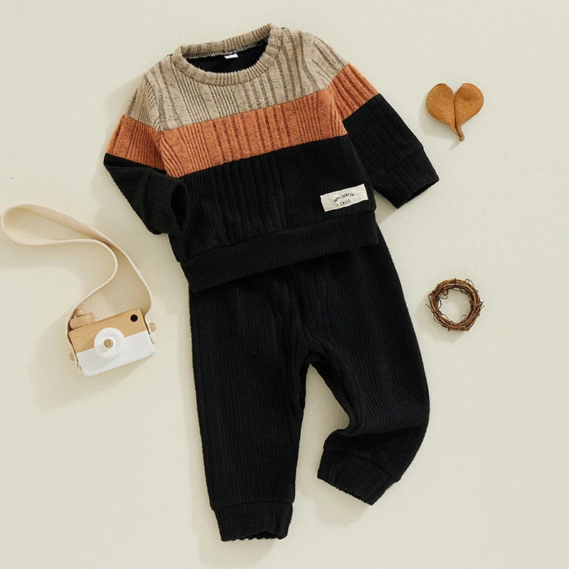 Baby Boy 2-Piece Warm Sweater and Pants Set for Fall