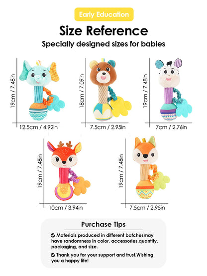 Interactive Plush Rattle Toy for Soothing Baby Gums