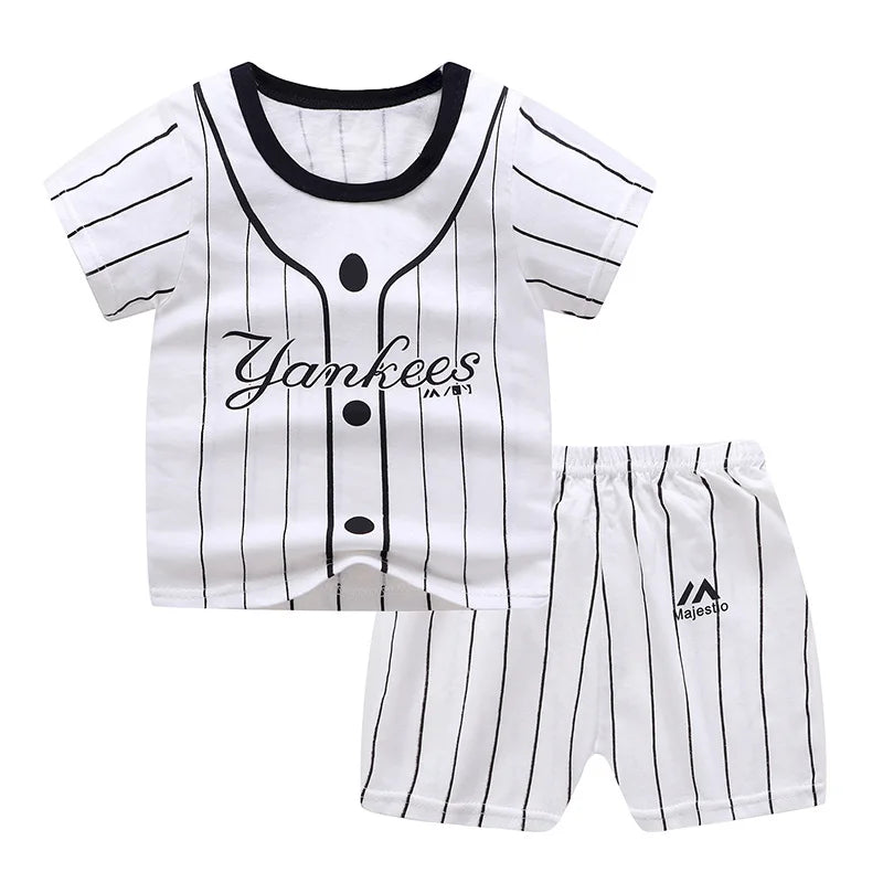Cute Cartoon Baby Boys Summer Tracksuit: T-Shirt & Shorts Set