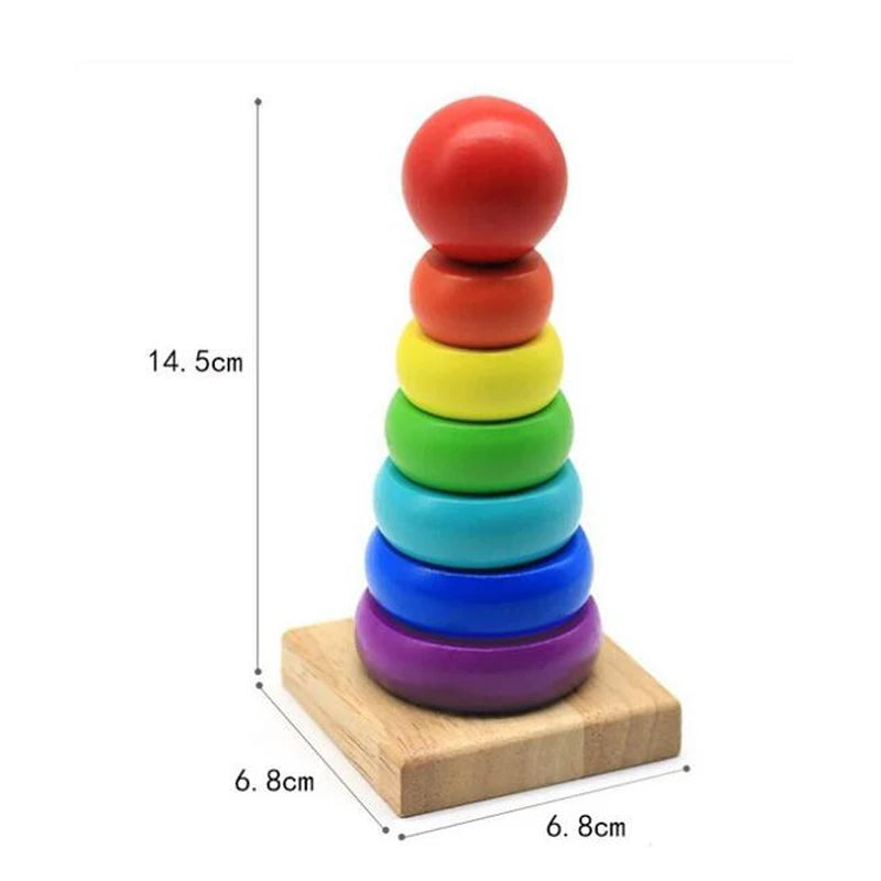 Colorful Wooden Rainbow Stacking Toy for Kids' Learning