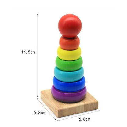 Colorful Wooden Rainbow Stacking Toy for Kids' Learning