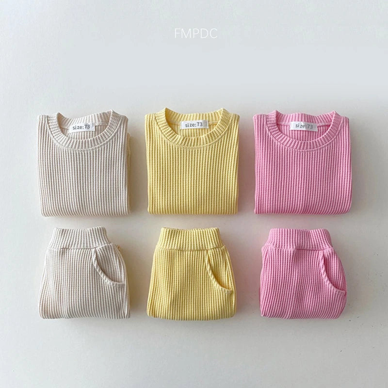 Toddler Boys' Waffle Cotton Sweatshirt and Pants Set