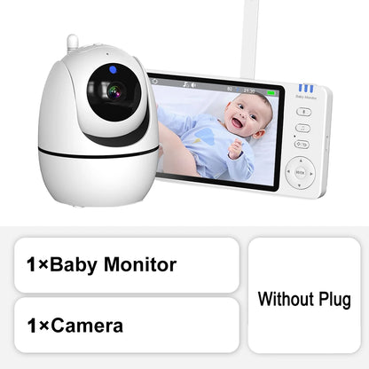 5-Inch PTZ Video Baby Monitor with Camera and Temperature Sensor