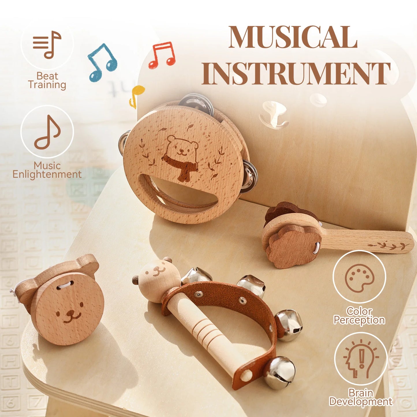 Wooden Xylophone Musical Toy for Babies 0-3 Years