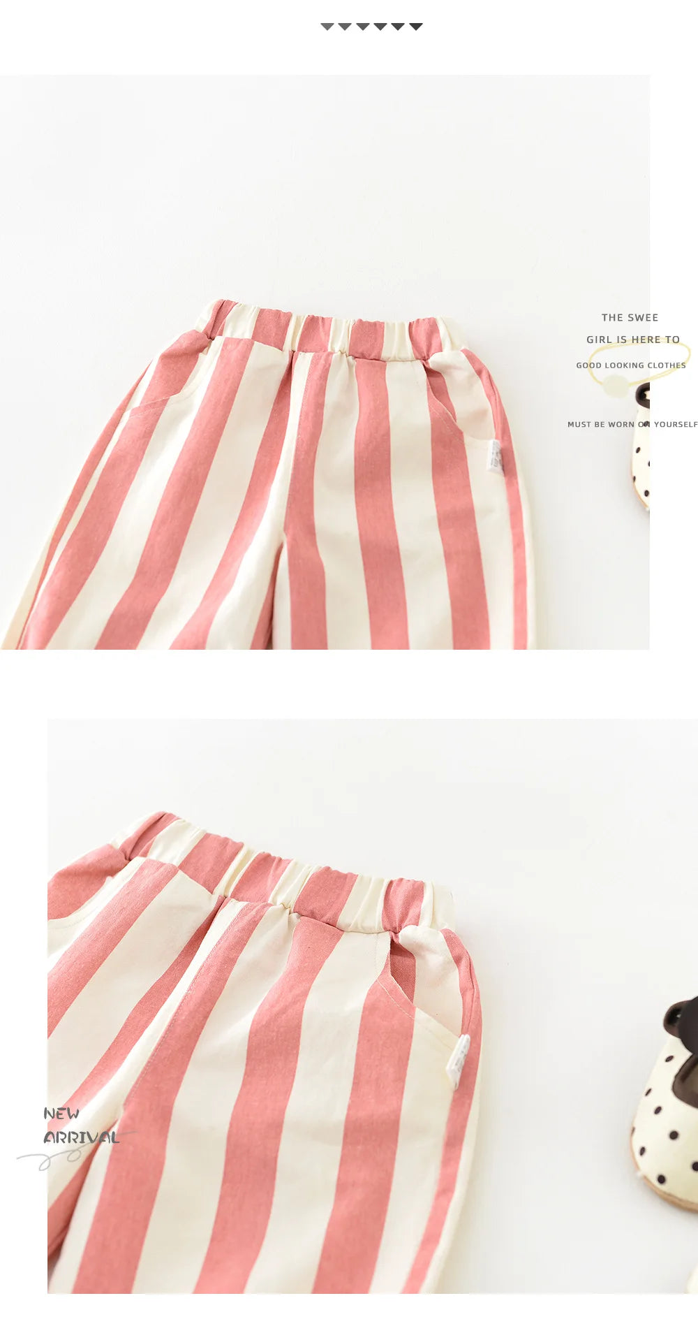 Kids' Loose Striped Cotton Pants with Pockets for Outdoor Play