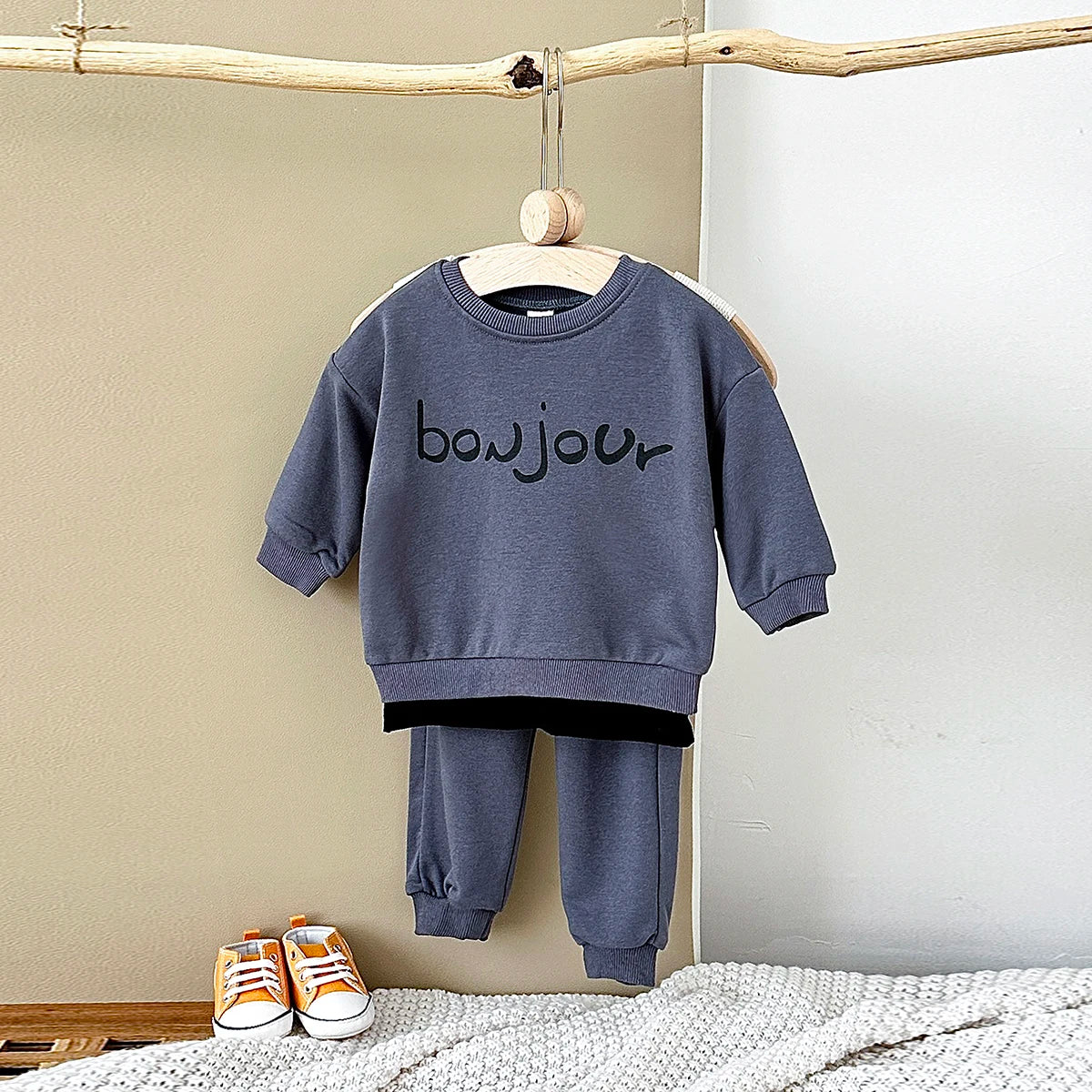 Toddler Boys Letter Hoodie and Pants Outfit Set