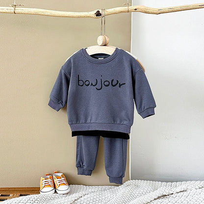 Toddler Boys Letter Hoodie and Pants Outfit Set