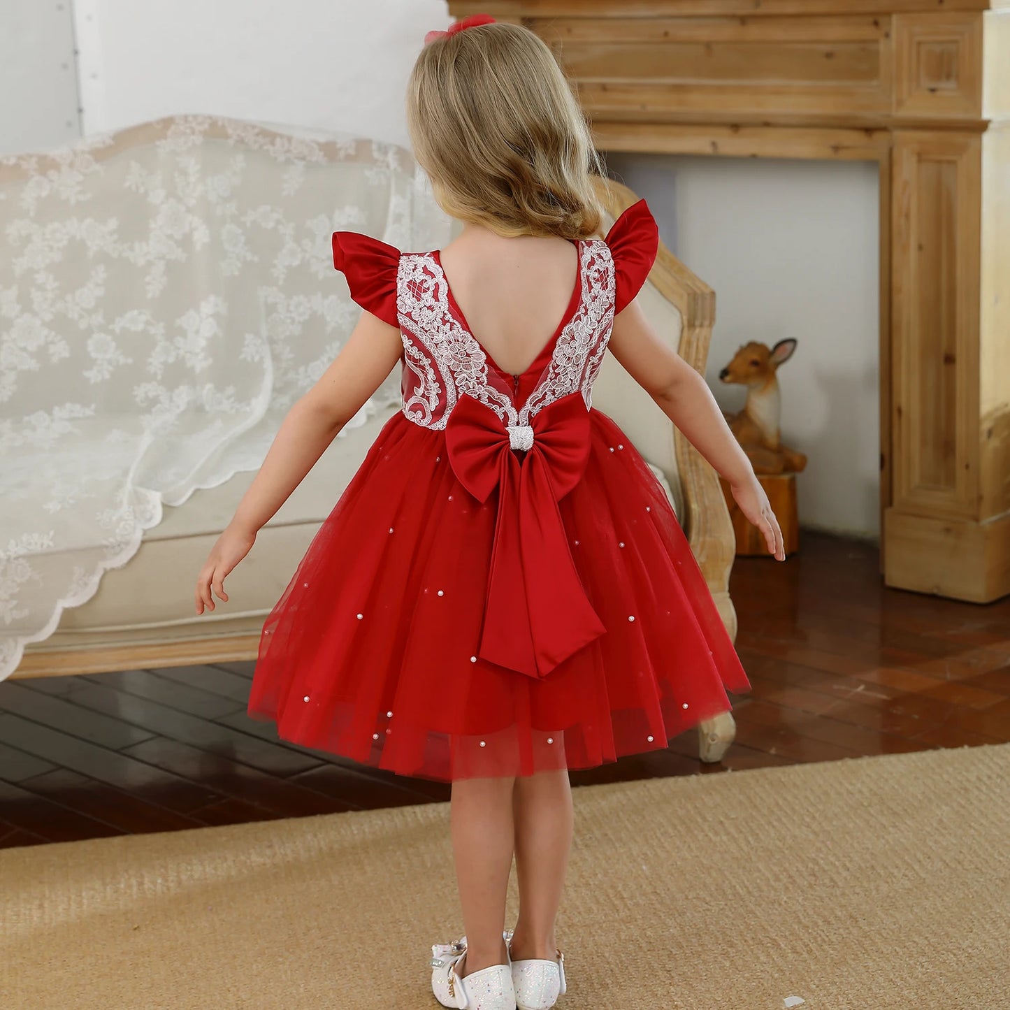 Toddler Girls Floral Embroidery Dress for Special Occasions