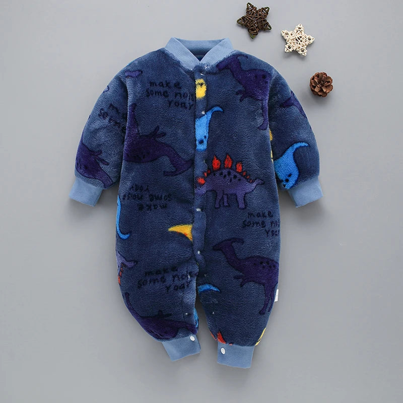 Soft Flannel Infant Jacket and Jumpsuit for Newborns 0-18 Months