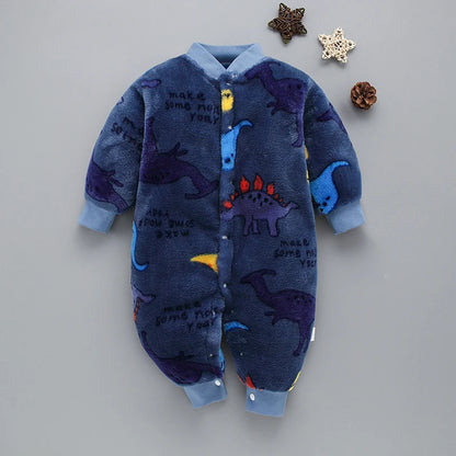 Soft Flannel Infant Jacket and Jumpsuit for Newborns 0-18 Months