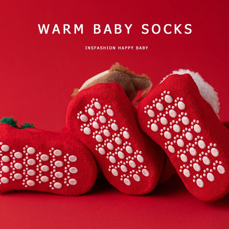 Cotton Baby Socks for Infants - Warm Christmas Slippers 0-3Y