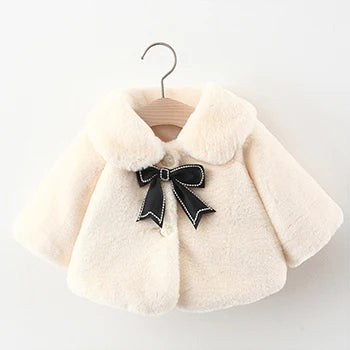 Warm Faux Fur Autumn Jacket for Baby Girls