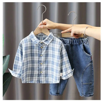 Boys' 3-Piece Autumn Outfit Set: Vest, Shirt & Jeans