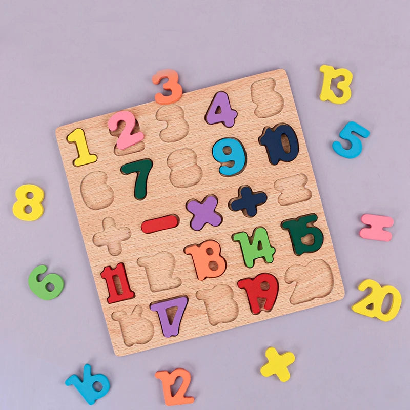 Wooden Alphabet and Number Puzzle for Preschool Learning