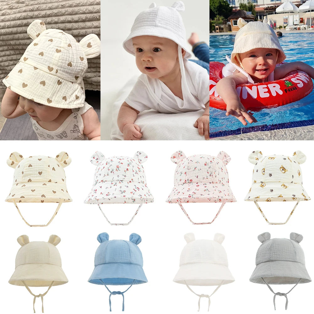 Soft Muslin Cotton Baby Sun Hat for 3-12 Months
