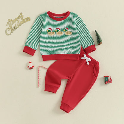 Baby Boy Duck Embroidery Tracksuit Set, Long Sleeve & Pants