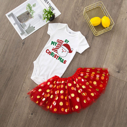 Baby Girls' Christmas Cake Smash Tutu Dress and Bodysuit Set