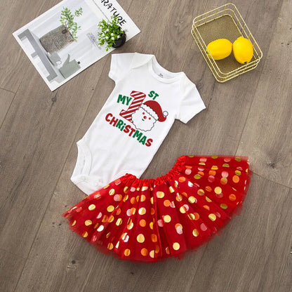 Baby Girls' Christmas Cake Smash Tutu Dress and Bodysuit Set
