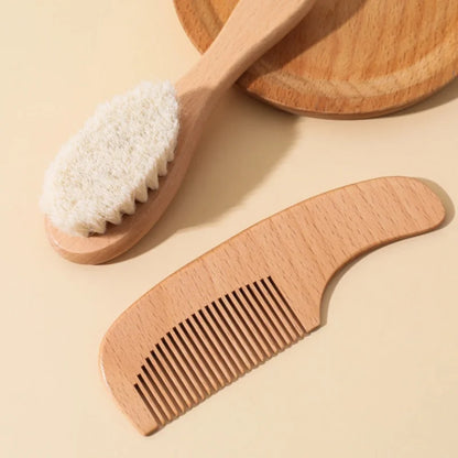 Baby Hairbrush and Ash Wood Comb Set for Gentle Care