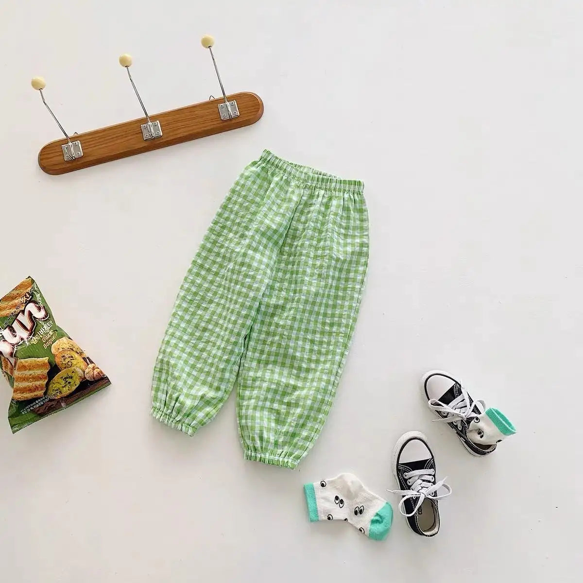 Plaid Mosquito-Proof Pants for Baby Girls - Lightweight Casual Trousers