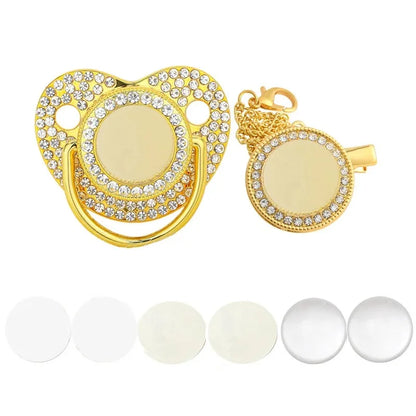 Sucette et attache-tétine en strass personnalisées - Conception sûre et sans BPA