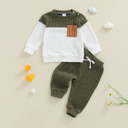 Toddler Boys Plush Pullover and Pants 2-Piece Winter Set