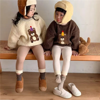 Children's Cartoon Warm Leggings with Feet for Cold Weather