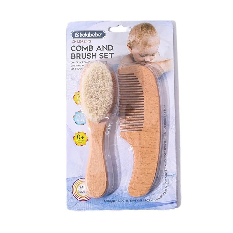 Baby Hairbrush and Ash Wood Comb Set for Gentle Care