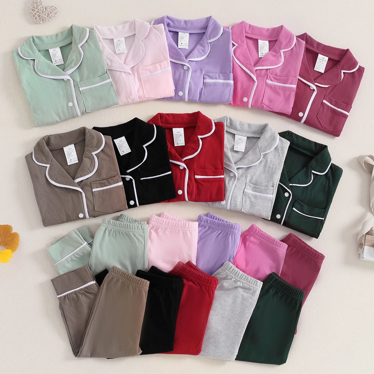 Toddler Fall Pajama Set for Boys and Girls - 10 Colors