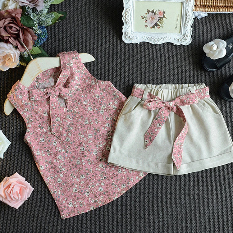 Summer Toddler Girls Sleeveless Vest and Shorts Set