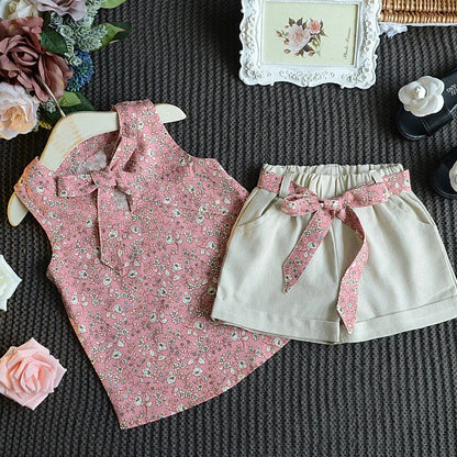 Summer Toddler Girls Sleeveless Vest and Shorts Set