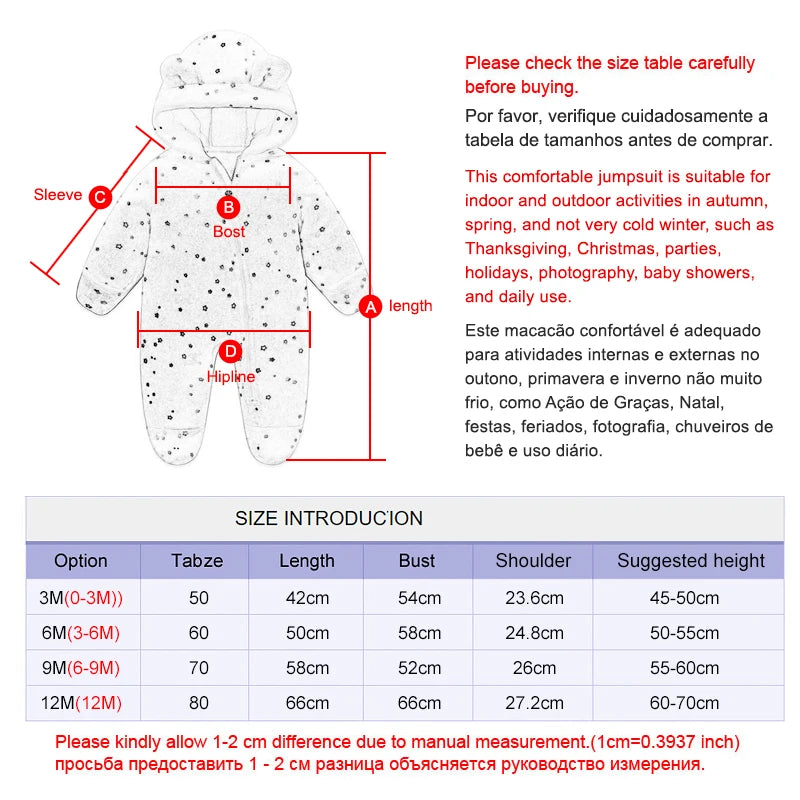 Newborn Fleece Christmas Elk Jumpsuit for Infants