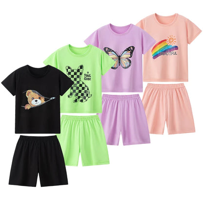 Kids' Summer Short Sleeve Shirt and Shorts Set for Play