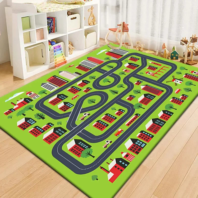 Non-Slip Baby Play Mat with Cartoon Road Design