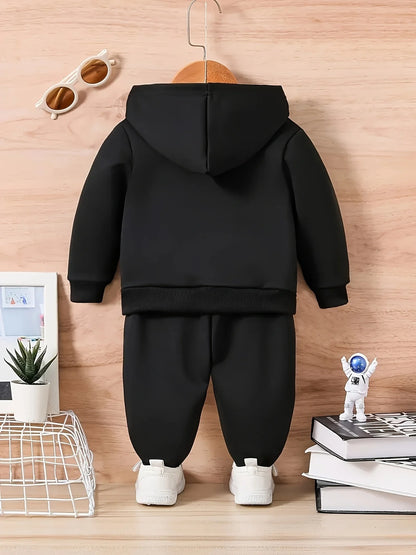 Baby Boy Fleece Hoodie and Pants Set with Crown Design