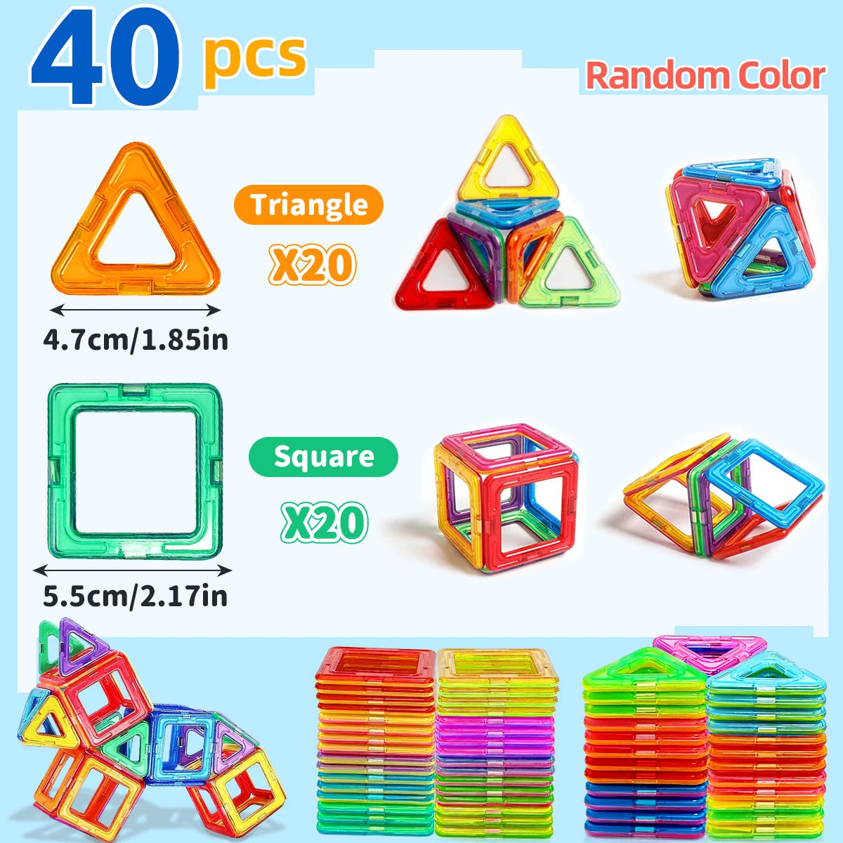 Medium Magnetic Building Blocks for STEM Learning fun