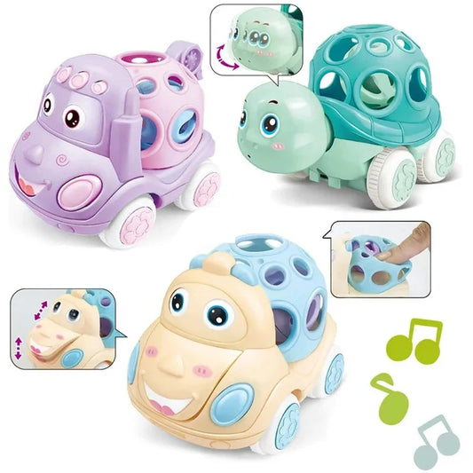 Soft Rubber Push and Go Cars for Infants 6-12 Months