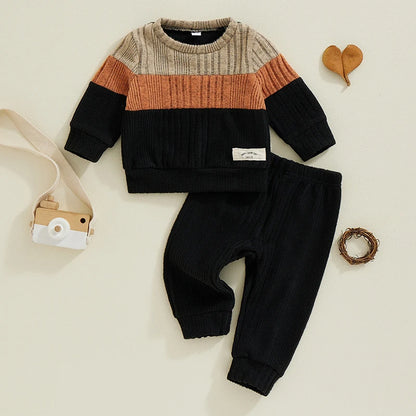 Baby Boy 2-Piece Warm Sweater and Pants Set for Fall