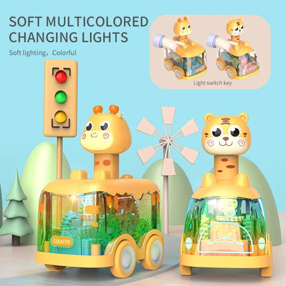 Pull Back Inertial Toy Car for Kids with Animal Design