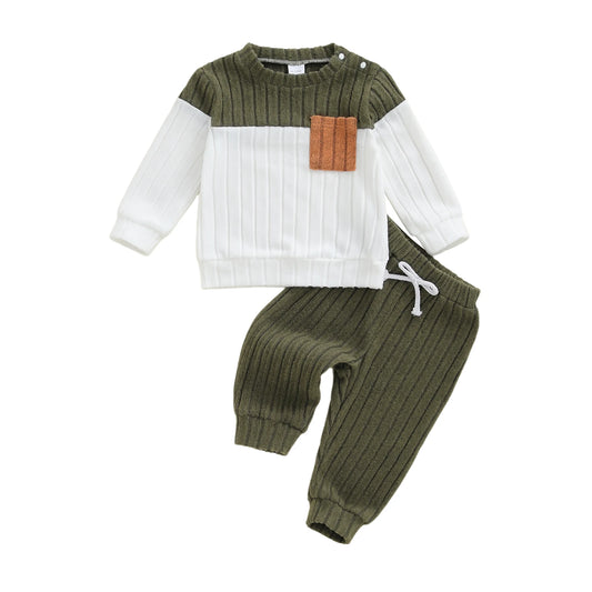 Toddler Boys Plush Pullover and Pants 2-Piece Winter Set