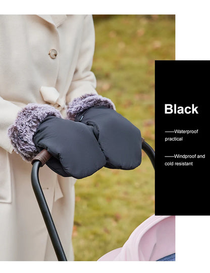 Winter Stroller Gloves – Windproof, Warm, Cute Bear Design, Waterproof Pram Accessory